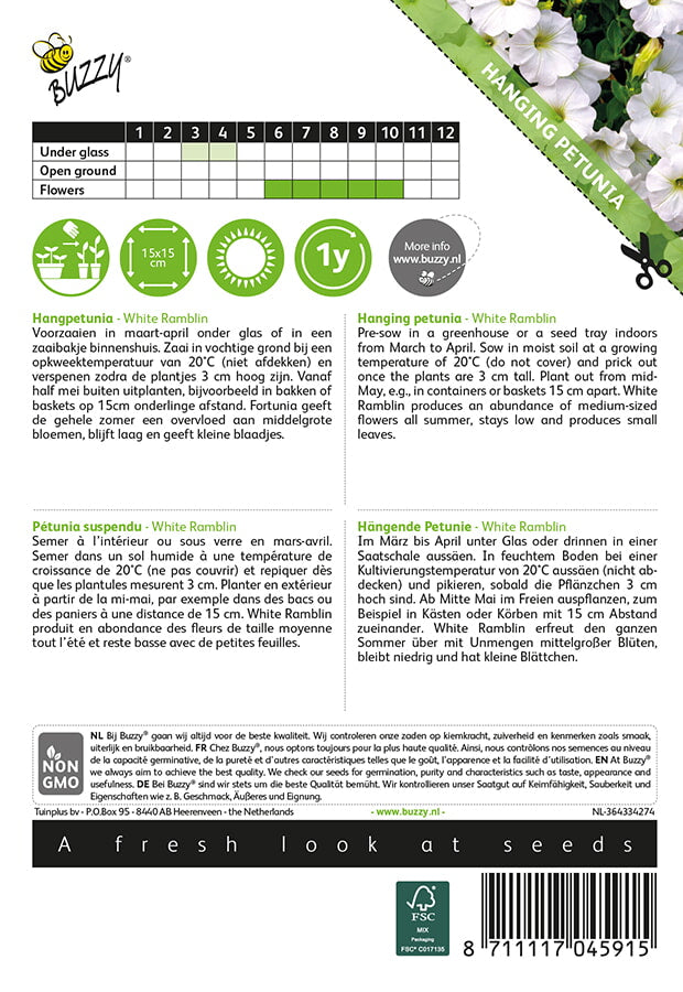 Ampelna Petunija - White Ramblin - 25 Sjemenki