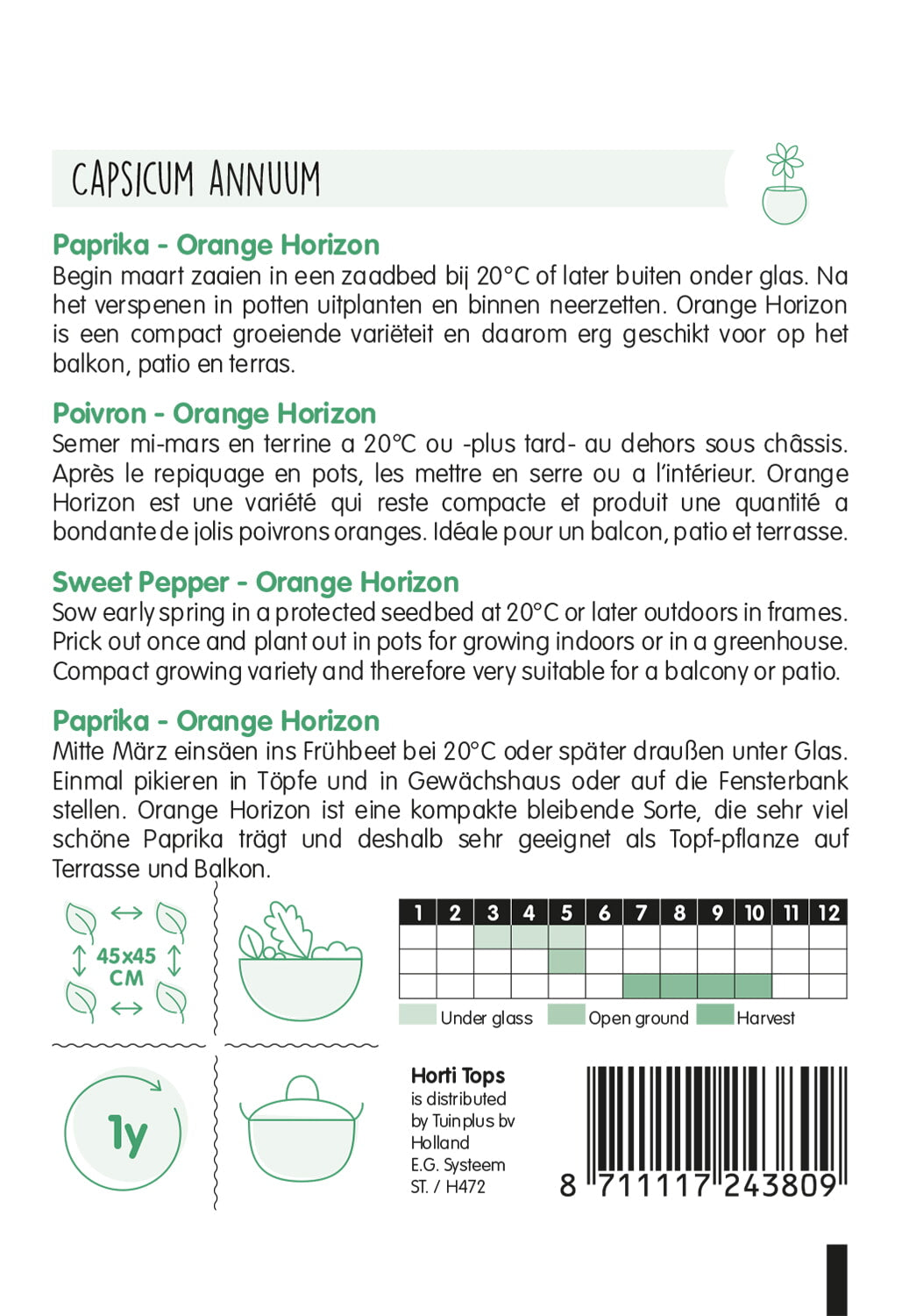 Slatka Paprika - Orange Horizon - 10 Sjemenki