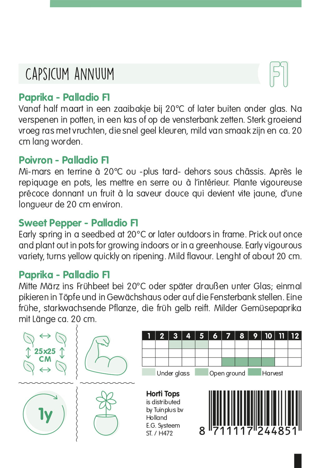 Slatka Paprika - Palladio F1 - 8 Sjemenki