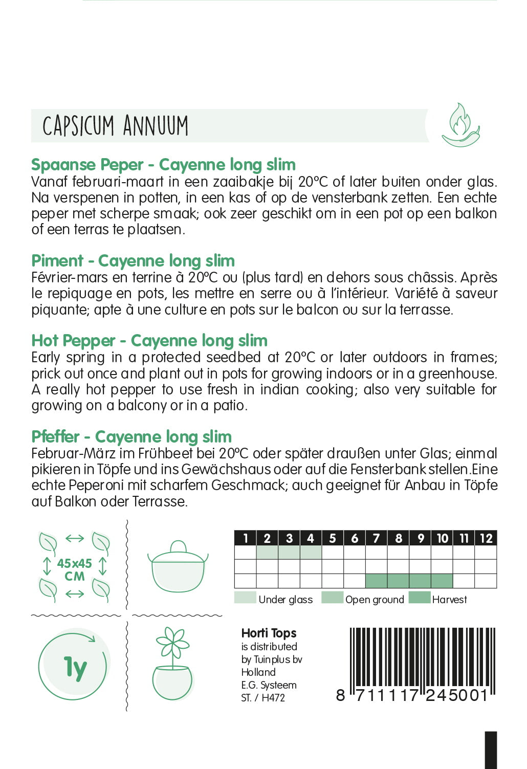Hot Pepper - Cayenne Long Slim - 1,5 g