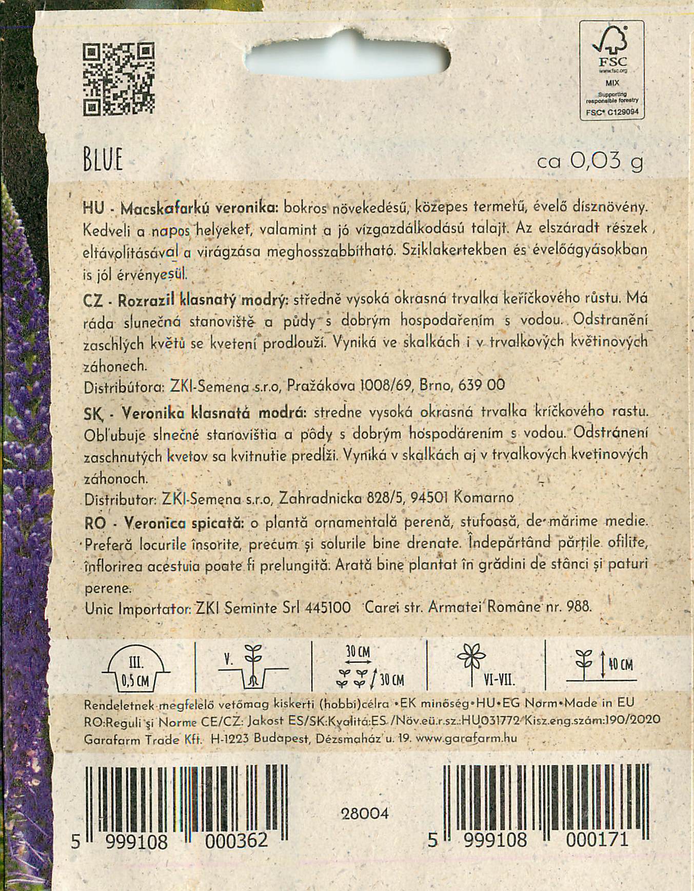 Čestoslavica - Plava - 0,03g