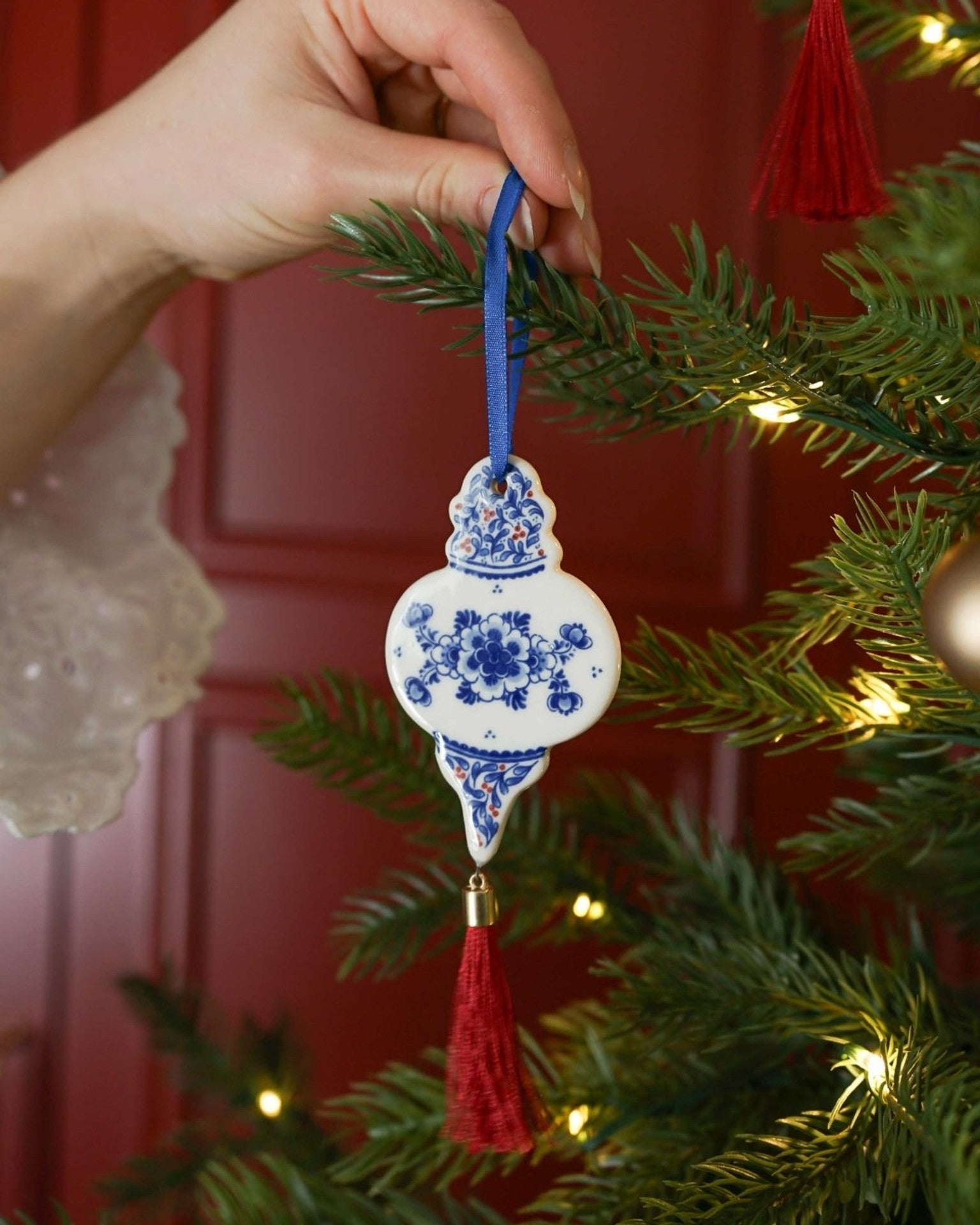 Flat Droplet Christmas Ornament - Vintage - 9 cm