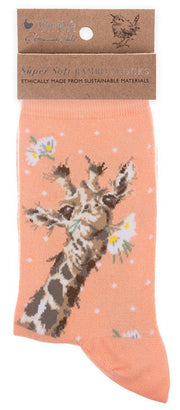 Women's Socks - Giraffe - Flowers-1