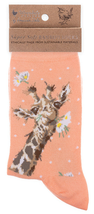 Women's Socks - Giraffe - Flowers-1