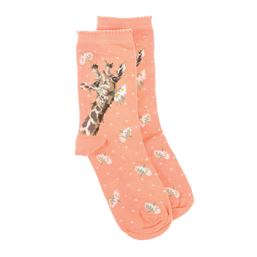 Women's Socks - Giraffe - Flowers-4
