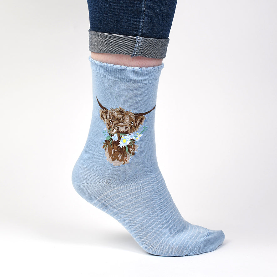 Women's Socks - Highland Cow - Daisy Coo-3
