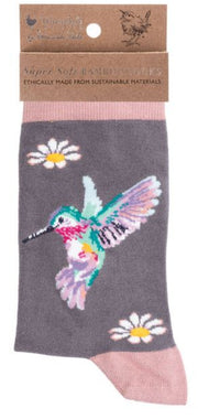 Women's Socks - Hummingbird - Wisteria Wishes-1