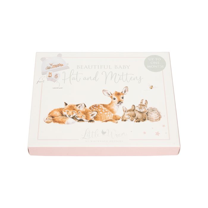 Little Forest - Woodland animal Newborn Hat and Mitten Set