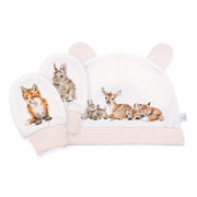 Little Forest - Woodland animal Newborn Hat and Mitten Set