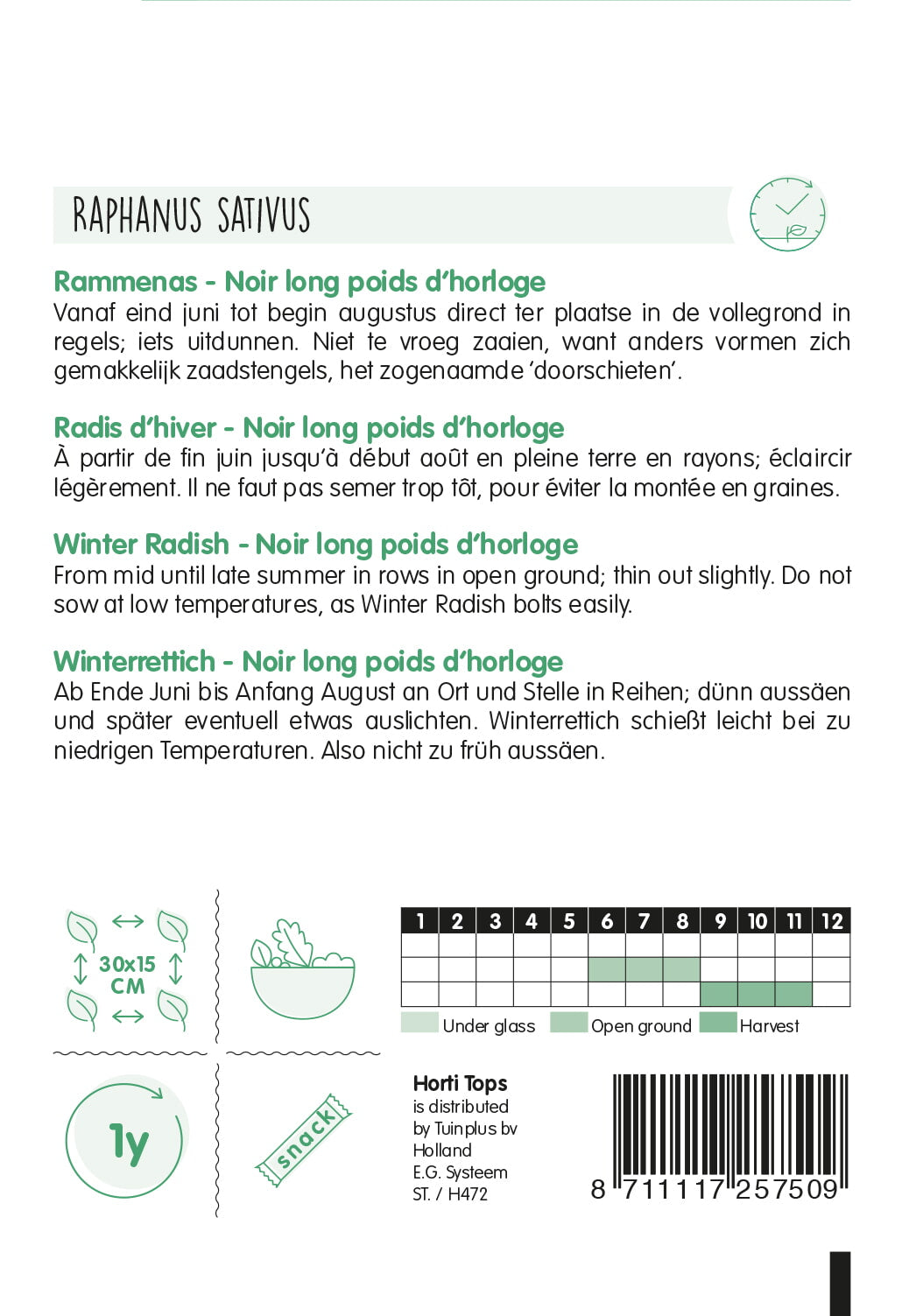 Crna Rotkva - Noir Long Poids D'Horloge - 10g